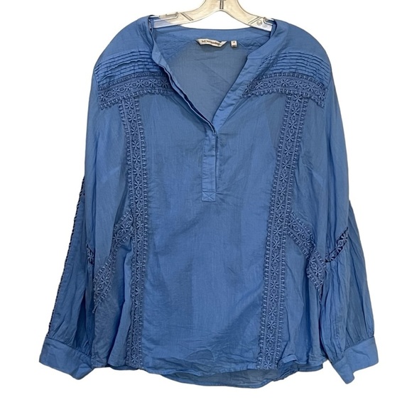 Soft Surroundings 1X Periwinkle Trianon Flowy Peasant Blouse Y6 - Picture 3 of 8